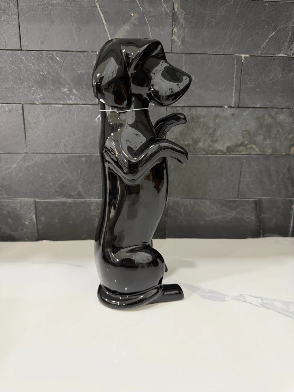 Black Ceramic Dog Figurine Jewelry Holder - Pets Dog
